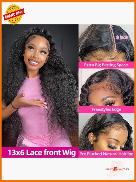30 Inch Deep Wave Lace Front Wig Human Hair 200 Density HD  display picture 1